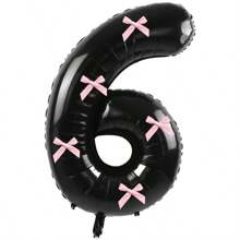 40英寸黑色数字气球配粉色蝴蝶结，1-30白色数字铝箔气球配粉色蝴蝶结装饰，适用于生日派对、周年纪念、婚礼、求婚、圣诞节、新年装饰 - 40吋黑色數字粉紅大蝴蝶結 - 查看 28