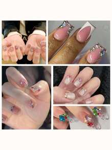 300Pcs Mix Sizes Crystal Ab Mix Colors Nail Art Rhinestones Diy Acrylic Nail Stones Gems For 3D Nails Art Decorations (Mix Colors) Nail Supplies Nails Nail Charms