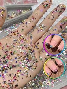 300Pcs Mix Sizes Crystal Ab Mix Colors Nail Art Rhinestones Diy Acrylic Nail Stones Gems For 3D Nails Art Decorations (Mix Colors) Nail Supplies Nails Nail Charms