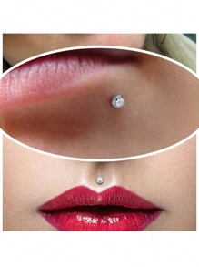 1 Pair Of 16G Stainless Steel Round Heart Five-Pointed Star Zirconia Lip Stud Nose Stud Lip Stud Monroe Lip Ring Spiral Earrings