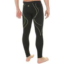 Hi-Tec Mens Ikar Logo Thermal Bottoms (Black/Lime Punch) - 56% Polyester/36% Nylon/8% Elastane