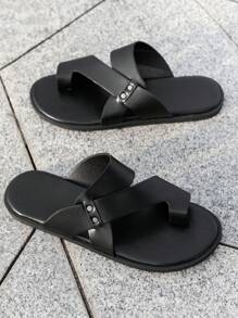 Giày lười hở mũi thoáng khí màu trơn thời trang cao cấp đa năng cho nam dự tiệc ngoài trời công sở - màu đen - Xem 2