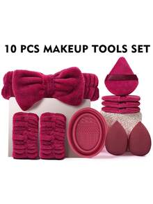 6/10/25/36PCS Makeup Tools Set Including:1pc Multi-Functional Zipper Toiletry And Cosmetic Bag Waterproof+25PCS Makeup Brush Sets+2PCS Makeup Sponges+4PCS Triangle Powder Puffs+1pc Hairband+2PCS Hand Bowl Strap+1pc Makeup Brush Cleaning Tools - Multicolor - View 15