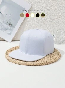 1pc Unisex Flat Bill Snapback Hat, Cool Hip Hop Style, Adjustable Solid Color Casual Polyester Sports Cap, Suitable For Outdoor, Beach, Spring/Summer/Autumn/Winter