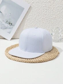 1pc Unisex Flat Bill Snapback Hat, Cool Hip Hop Style, Adjustable Solid Color Casual Polyester Sports Cap, Suitable For Outdoor, Beach, Spring/Summer/Autumn/Winter
