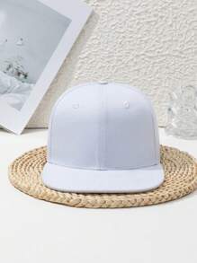 1pc Unisex Flat Bill Snapback Hat, Cool Hip Hop Style, Adjustable Solid Color Casual Polyester Sports Cap, Suitable For Outdoor, Beach, Spring/Summer/Autumn/Winter