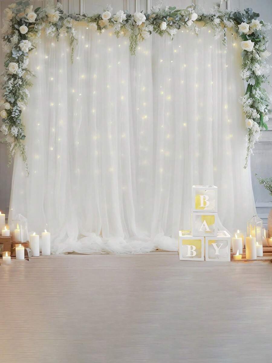 1 pieza Cortina de gasa blanca y rosa de 3 m de largo / 1,5 m de ancho con fondo de tul, cortina de gasa transparente, utilizada para fondo de escenario, fotografía al aire libre, fiesta festiva, fiesta de boda, decoración del hogar (múltiples opciones de color)