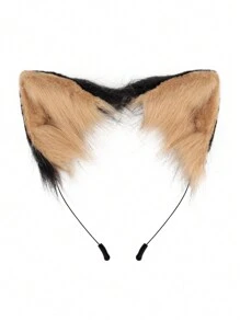 1 套毛绒猫耳朵头带，可爱毛绒狐狸耳朵角色扮演配饰，动漫道具和派对舞台装饰，狐狸耳朵头饰万圣节