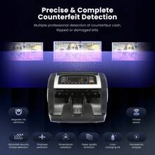 ENGiNDOT Money Counter Machine, Dollar, Euro UV/MG/IR Cash Counterfeit Detection Bill Counter With LCD Display, Add And Batch Modes With Portable Handle