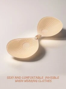 3/2/1 Pcs Apricot Rayon Strapless Bras, Invisible Adhesive Push-Up Bras, Silicone Nipple Covers, Suitable For Backless Dresses - Apricot - View 6