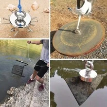 1 set 75mm (2,95 pollici) Magnete da pesca ultra resistente da 600 libbre + Corda di recupero da 10 metri con moschettoni, kit di salvataggio con magnete al neodimio super potente, adatto per pesca magnetica nei fiumi