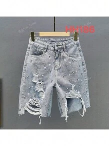 shorts bermude  mezclilla con  brillos para mujer
