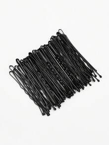100pcs Plain Black Wavy Clips, Suitable For Daily Hairstyling And Events, Hair Slide - Black - View 2
