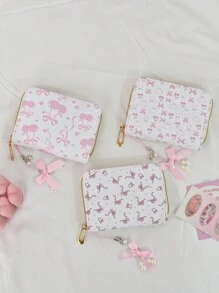 Carteira Pequena com Capacidade Reduzida para Estudantes, Impressão Fofa de Flor, Borboleta e Cereja, Diversos Slots para Cartões, Carteira Ultrafina Dia dos Namorados, Porta-Cartões de Visita, Porta-Cartões de Crédito, Carteira Feminina, Mini Carteira, Bolsa, Porta-Cartões