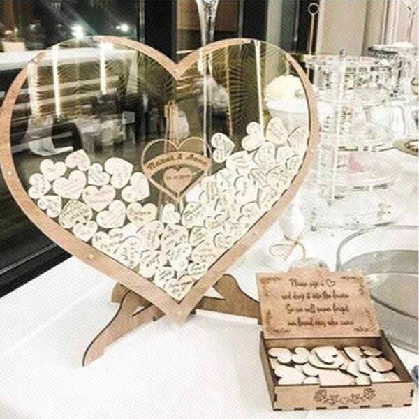 1pc Cartão de convite em forma de coração, artesanato criativo de madeira faça você mesmo, decoração de mesa de casamento, suprimentos para casamento, cartão de inscrição para casamento, feriado, dia das mães, festa de aniversário