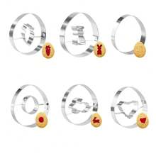 6/8/9 件复活节彩蛋饼干模具套装，不锈钢切割工具包括鸡蛋、胡萝卜、花朵、小鸡和兔子形状，DIY 厨房节日烘焙工具，节日糕点模具 - 銀色 - 查看 12