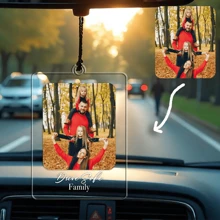 Customized Family Photo Car Palaroid Ornament, Custom Gift For Road Trips Travelers Cutout,Drive Keepsake For Love One Acrylic Ornament