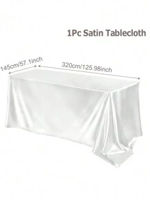 1Pc White Satin Square Tablecloth, Solid Color Polyester Table Cloth,Wedding Party Supplies, Birthday Decor,Home Decor,Perfect For Rustic Wedding,Bridal Shower,Birthday,BabyShower,Outdoor&Indoor, Ceremonies, Kitchen,Party Gatherings