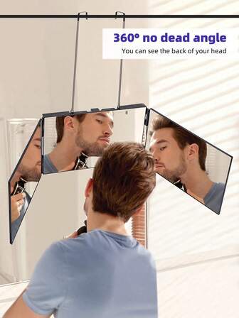 מראה מתקפלת 360 מעלות לשלושה כיוונים לתספורת ועיצוב שיער קלים - מראת איפור רב-תכליתית תלת-כיוונית לגברים ולנשים כאחד - מושלמת לאיפור, עיצוב שיער, שחור, איפור, זול, עיצוב חדר, שידת איפור, נסיעות, חדר שינה, אביזרי איפור, מראה, מראת איפור, זול, מתנות לגרביים, איפור, כלי איפור, דברים זולים, מתנות, מתנות לנשים, מתנות לחג המולד