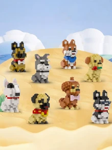 卡通积木动物狗贵宾犬/西施犬/哈士奇/柴犬/法国斗牛犬/拉布拉多犬/阿尔萨斯犬/斗牛梗猎犬宠物狗伴侣DIY积木套装模型摆件家居装饰生日礼物（1件）房间装饰 - 彩色 - 查看 13