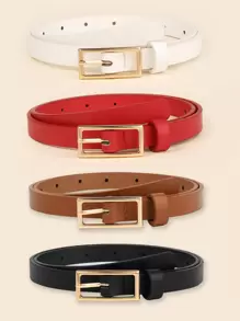 4pcs/Set Kids' Multi-Hole Buckle Waist Belt, Versatile & High-Quality PU Leather - 70 - View 1