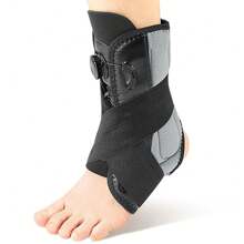 Drop Foot Ankle Brace Support Stabilizer Guard Compression Sleeve Sports Protect Ankle Wrap Knob Adjustable Aluminum Plate - Black - View 8