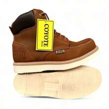 BOTAS DE TRABAJO AGUJETA PIEL SUAVE LIVIANAS SUELA POLIURETANO MAXIMA CALIDAD COYOTE - Naranja Quemada - Ver 5