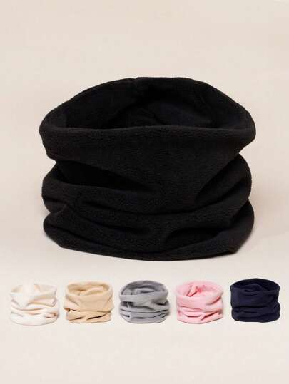 1 件儿童纯色羊毛加厚柔软颈部保暖围巾，男女通用户外保暖围巾，适合秋冬季