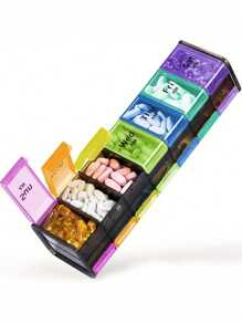 1pc Travel Pill Box Extra Large Pill Organizer 2 Times A Day, Weekly XL AM PM Pill Case, 7 Day Pill Box Twice A Day, Oversized Daily Medicine Organizer For Vitamins, Big Pill Container, Medication Dispenser (Rainbow)-Perfect For Organizing Medication On The Go Upper And Lower Pill Boxes For 14 Days, Travel Size