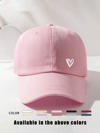1pc Printed Heart Baseball Cap, Adjustable Outdoor Sun Protection Casual Hat For Spring Autumn Travel Beach Holiday, Y2K Style Cap For Young People