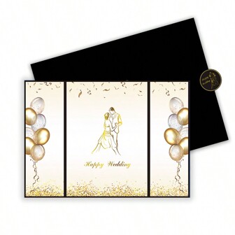 FZZ Black & Gold Luxury Pearl Greeting Card, Birthday Celebration Party