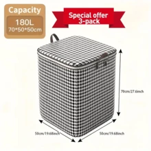 1large And Thick Storage Containers, Suitable For Household Large Capacity Clothes, Blankets, Storage Buckets, Dust-Proof And Moisture-Proof Bags, Double Zipper Storage Boxes With Handles, Mobile And Travel Storage Baskets, And Ideal Storage Basins - Grey - View 5