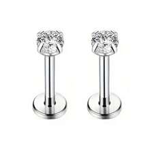 1 Pair Of 16G Stainless Steel Round Heart Five-Pointed Star Zirconia Lip Stud Nose Stud Lip Stud Monroe Lip Ring Spiral Earrings