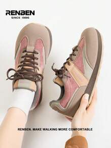 RENBEN 1 Pair Women's Retro Style Vulcanized Shoes, 2024 New Casual Versatile Athletic Gump Shoes For Autumn/Winter