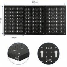 120x60 X2 Cm Tool Wall, 3-Part Pegboard Workshop, Expandable Tool Pegboard With 17 Hooks And Brackets, Metal Tool Wall For Workshop Equipment, Workbench - 黑藍 - 查看 5