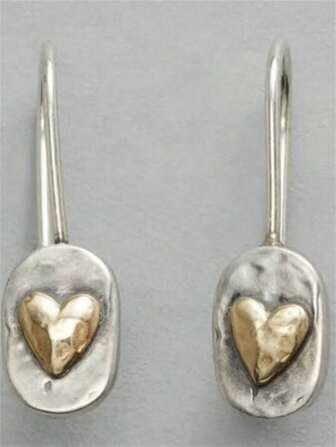 1 Pair Retro Bohemian Style Geometric Hammer Textured Yellow Heart Clip-On Earrings, Suitable As Jewelry Gifts For Women To Wear Daily, Party, Travel