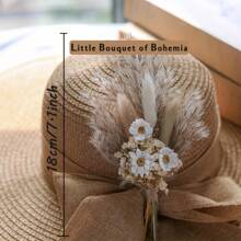 1pc Bohemian Floral Decor Set - 7.1 Inch Boho Flower Bunch With Bunny Tails Grass And Baby's Breath, Great For Wedding Center Pieces, Boutonnieres, Proposing Decor, Birthday Gift, Wall & Vase Decoration