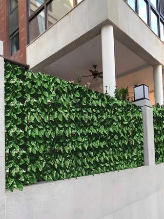 1pc Realistic Fence Sunshade Decor, Fake Lawn Roll Up Fence Screen, Vine Leaf Fence Screen, Suitable For Home Garden Balcony Wall Patio Yard Wedding Backyard Jungle Party Birthday Porch Christmas Gift Indoor Outdoor Decor,Fake Plants