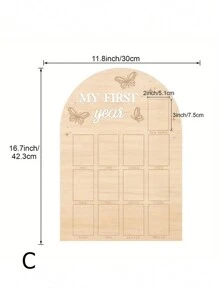 1 件“我的第一年”相框 12 个月婴儿第一年里程碑图片板木质 1 岁生日装饰育儿室配件婴儿童年纪念品板 12 张照片插页，新生儿礼物婴儿洗礼复活节礼物适合女孩/男孩 - 卡其色 - 查看 14
