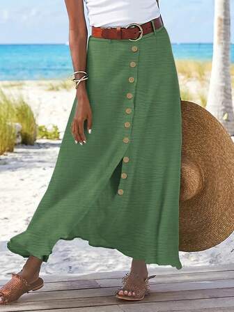 Gonna a-line casual per donne taglia comoda, per primavera/estate