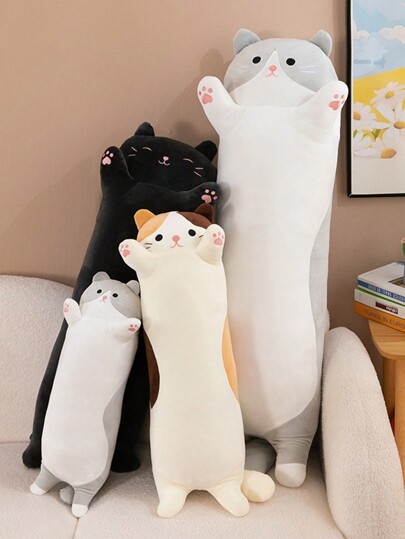 Molutian 2 dimensiuni drăguț moale pisică lungă de pluș jucărie birou pui de somn pernă de dormit pernă de dormit decorare acasă cadou cadou decorare, copii de pluș, liliac de pluș, pernă pufoasă, Halloween, Crăciun perne de pluș aruncate