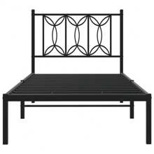 Stylish Black Bed Frame With Headboard 80x200cm No Mattress Included - Black - View 3