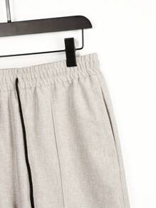 Men's Simple Drawstring Pocket Casual Shorts, Fashionable And Suitable For Outdoor - Light Grey - View 6