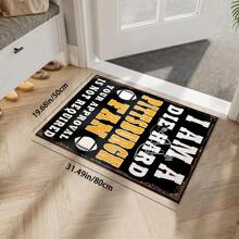 A Floor Mat For The Entrance Door And Bathroom Door, With A Pattern Of White And Yellow Letters And Rugby Balls. It Can Also Be Placed Under Outdoor Chairs. It Is An Anti-Slip, Wear-Resistant And Machine-Washable Carpet. Home Decor Floor Mats Carpets