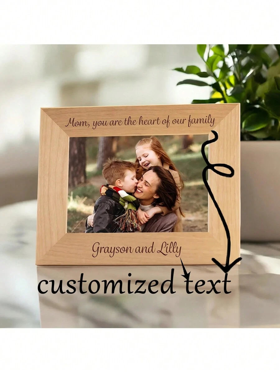 Custom Picture Frame, Personalized Frame, Wooden Picture Frame Custom Engraved Text, Personalized Gift, Wedding Gift, Birthday Gift, Father And Mother Gift, Family Picture Frame Gifts Graduation - Multicolor - View 1