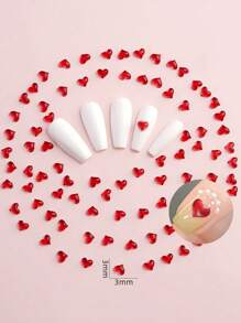 100PCS Cherry Red Bow Heart Rose Flower Nail Charms Dark Red Tie Valentine's Day Nail Parts Supplies For DIY Women's Nail Salon Design Decoration Nails