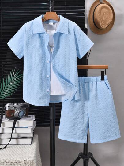 Vihyde Conjunto de 2 piezas de camiseta de manga corta y pantalones cortos impresos en 3D, ropa casual de vacaciones para niños preadolescentes