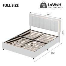 LED Bad Frame With 4 Drawers, Modern Bed Frame With Headboard, Upholstered Bed Frame With Wooden Slats Support, Full/ Queen/ King, White/ Black ( USB LED Strip) - 白色 - 查看 7