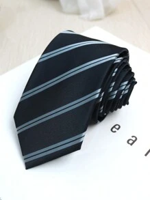 1件休闲条纹轻质商务涤纶（涤纶）斜条纹四季衬衫男士领带 - 彩色 - 查看 10