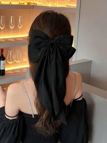 1 chiếc kẹp tóc nơ đen cỡ lớn kiểu cổ điển, kẹp tóc nơ ruy băng màu trơn thanh lịch, phù hợp cho phụ nữ sử dụng hàng ngày, cũng có thể dùng làm kẹp tóc ngày Valentine, kẹp càng cua, ghim cài tóc, đồ dùng học tập, phụ kiện tóc, phụ kiện tóc cho nữ, phụ kiện đội đầu, ghim cài tóc - màu đen - Xem 3